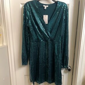 Cara Santana for Nine West Shimmering Teal Dress